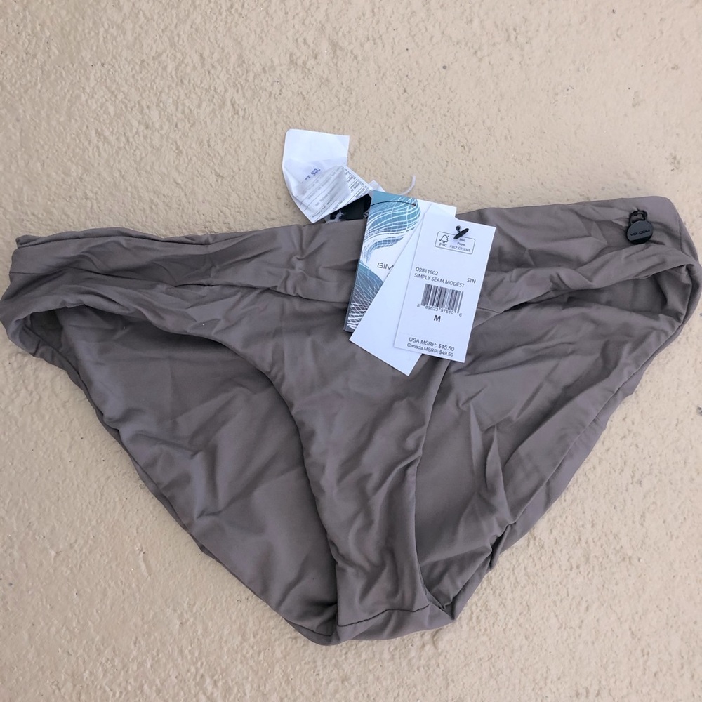 Volcom Simply Solid Modest Bikini Bottom - Stone
